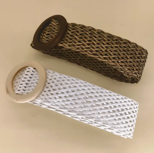 Woven Belt with Round Wooden Buckle