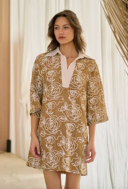 Marshall Collared Embroidered Mini Dress Marshall Collared Embroidered Mini Dress