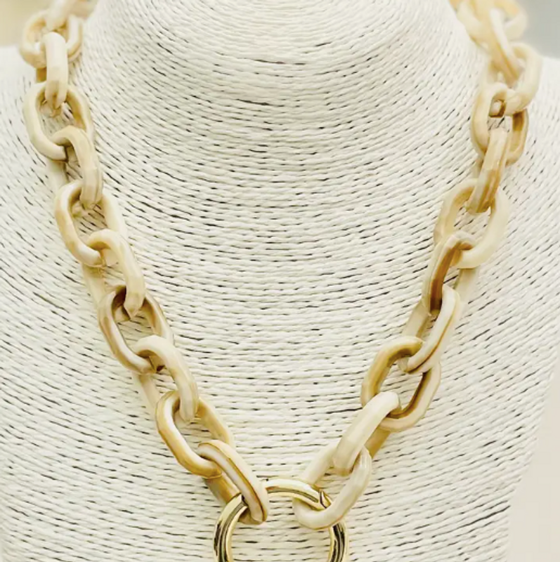 Creme Marble Acrylic Chain Necklace