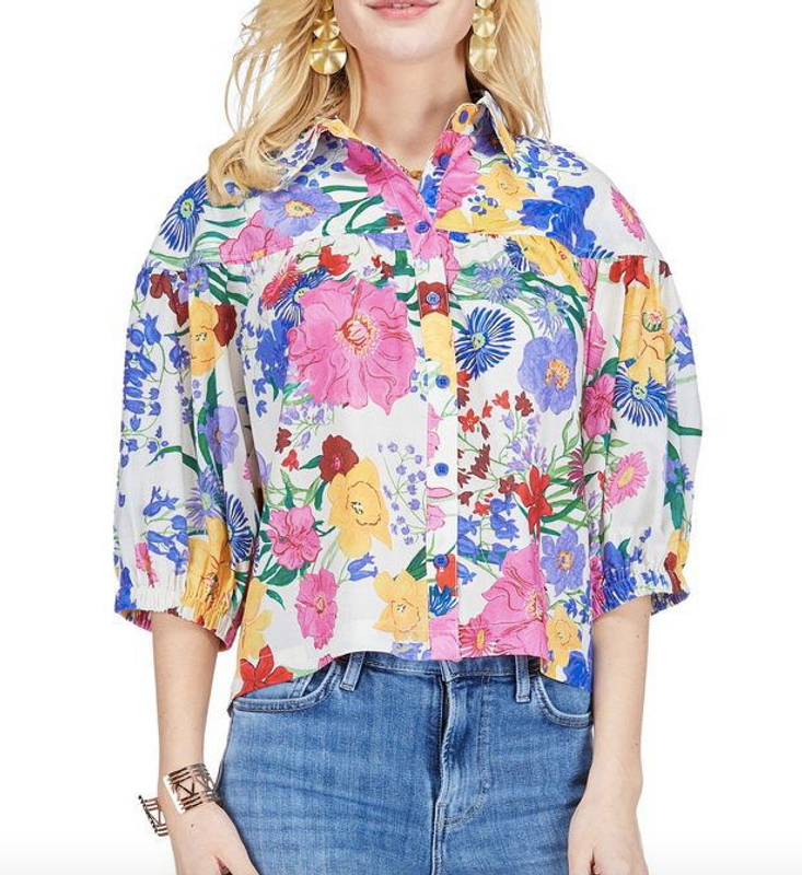 Round Yoke Blouse in Garden