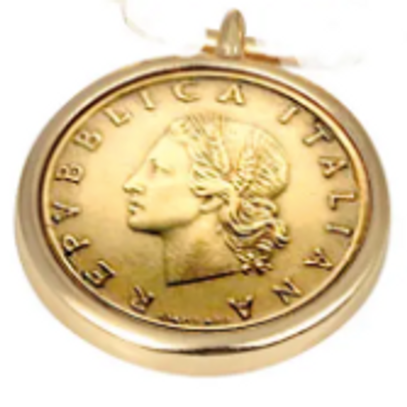Goldtone 20 Lira Pendant Only