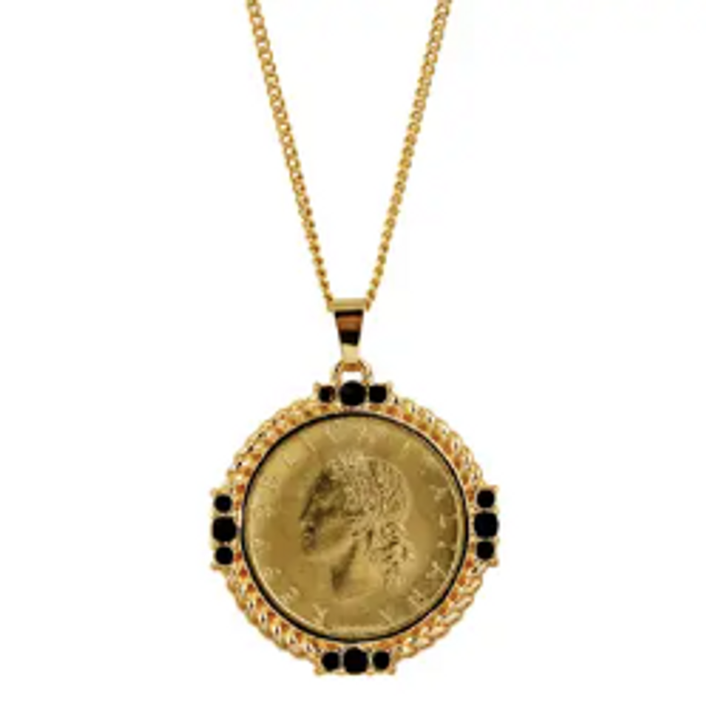 Italian 20 Lira Coin Medallion Pendant Necklace