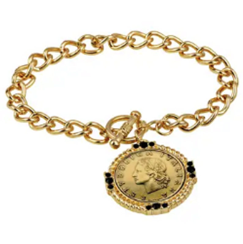 Italian 20 Lira Coin Toggle Bracelet