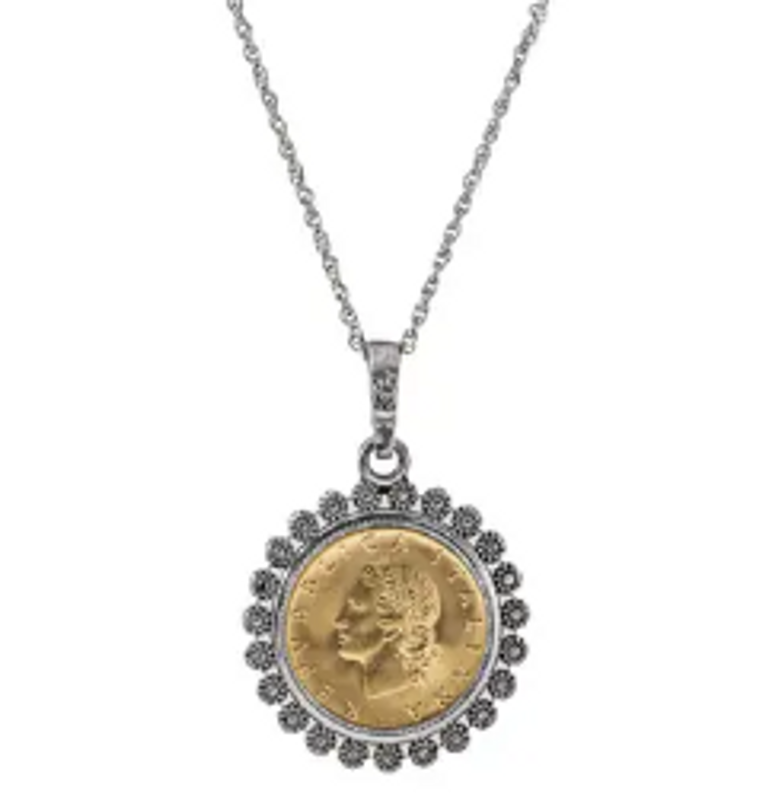 Miss Italy Italian 20 Lira Coin Necklace