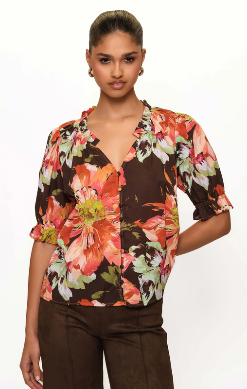 Lake Top in Brown Vintage Floral