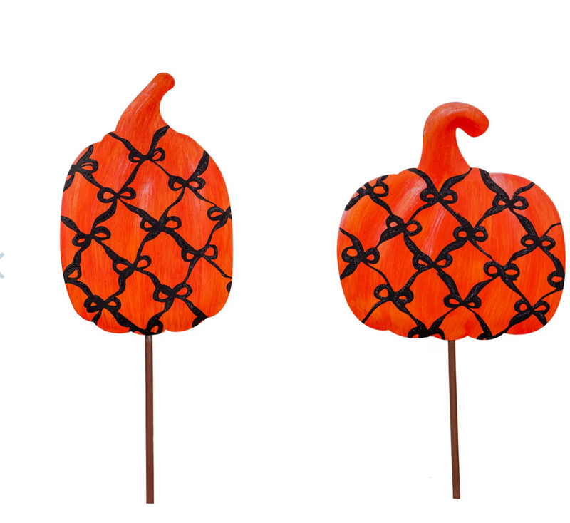 Bow Pumpkins Set of Two