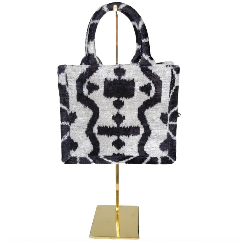 Mini Harper Tote in Black and White Velvet