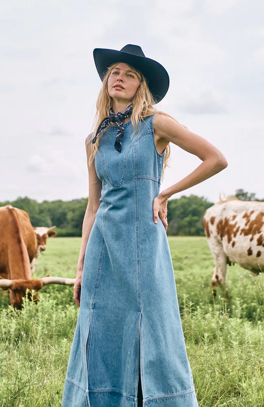 Sedona Dress in Sleeveless Denim Midi Sedona Dress in Sleeveless Denim Midi