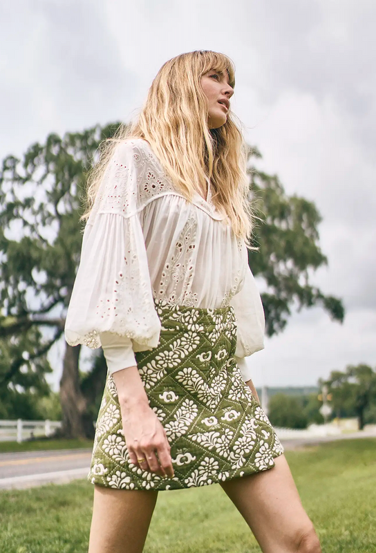 Powell Skirt in Olive Jacquard Mini Powell Skirt in Olive Jacquard Mini