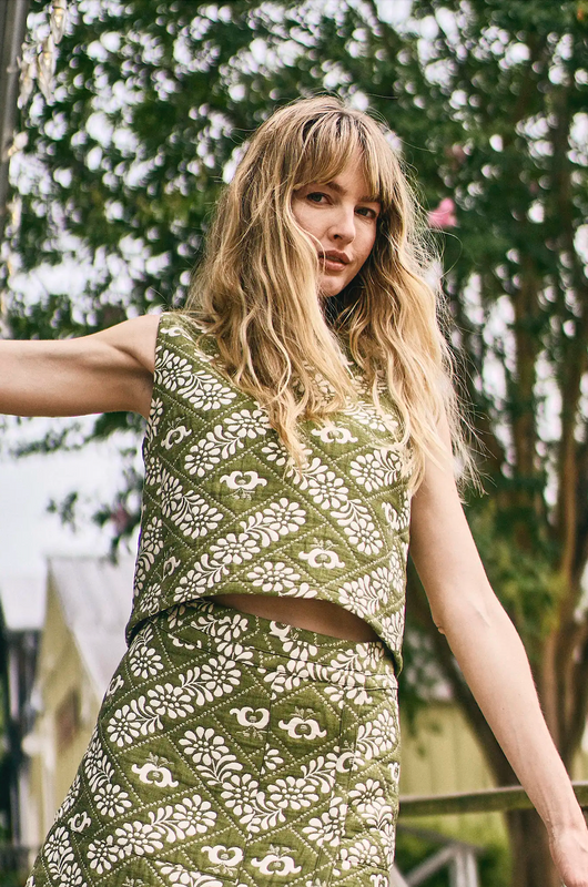 Manning Top in Olive Jacquard Sleeveless Manning Top in Olive Jacquard Sleeveless