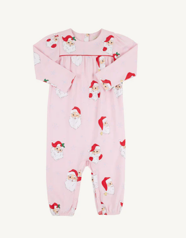 Long Sleeve Penny's Playsuit Dear Santa (Palm Beach Pink) with Richmond Red Long Sleeve Penny's Playsuit Dear Santa (Palm Beach Pink) with Richmond Red