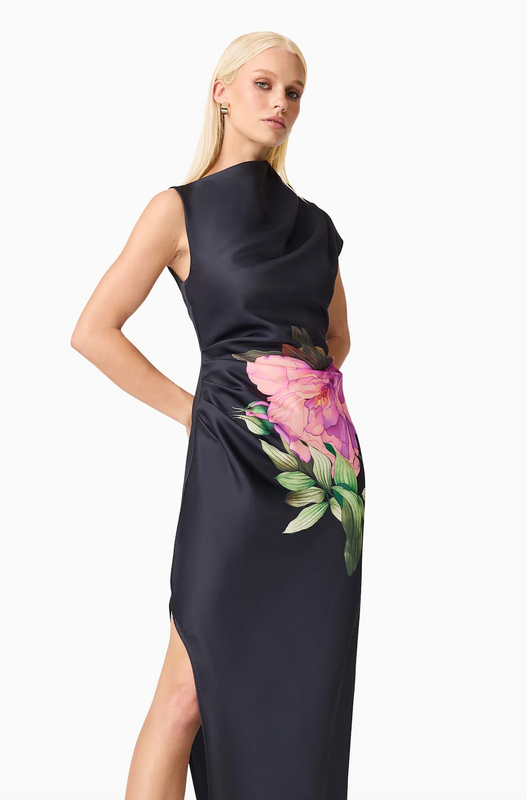 Azelie Asymmetrical Gown in Black