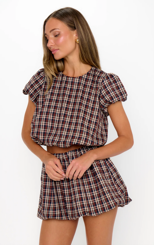 Highland Crop Top in Saddle Plaid Highland Crop Top in Saddle Plaid
