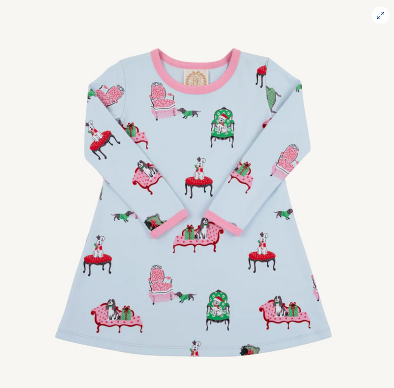 Long Sleeve Polly Play Dress in Paw-recious with Hamptons Hot Pink Long Sleeve Polly Play Dress in Paw-recious with Hamptons Hot Pink