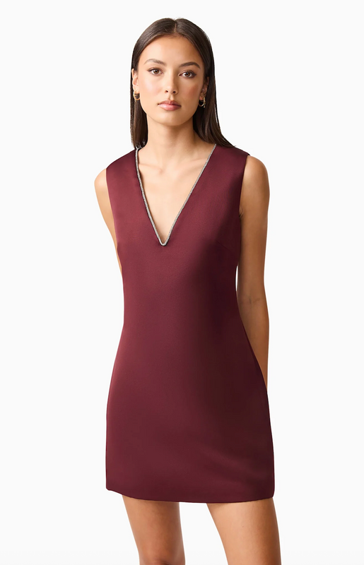 Livia Shift Mini Dress in Burgundy