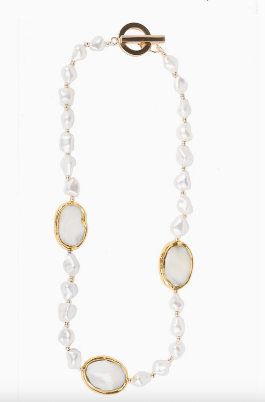 Santa Barbara White Pearl Statement Necklace