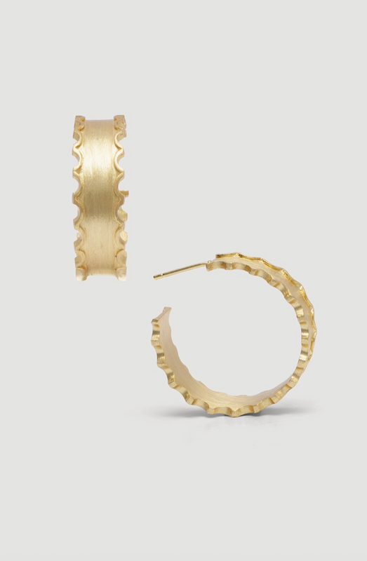Small Scalloped Gold Hoop Earring