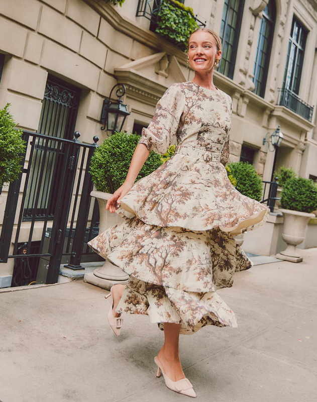 Rhonda Convertible Midi Dress in Chestnut Toile