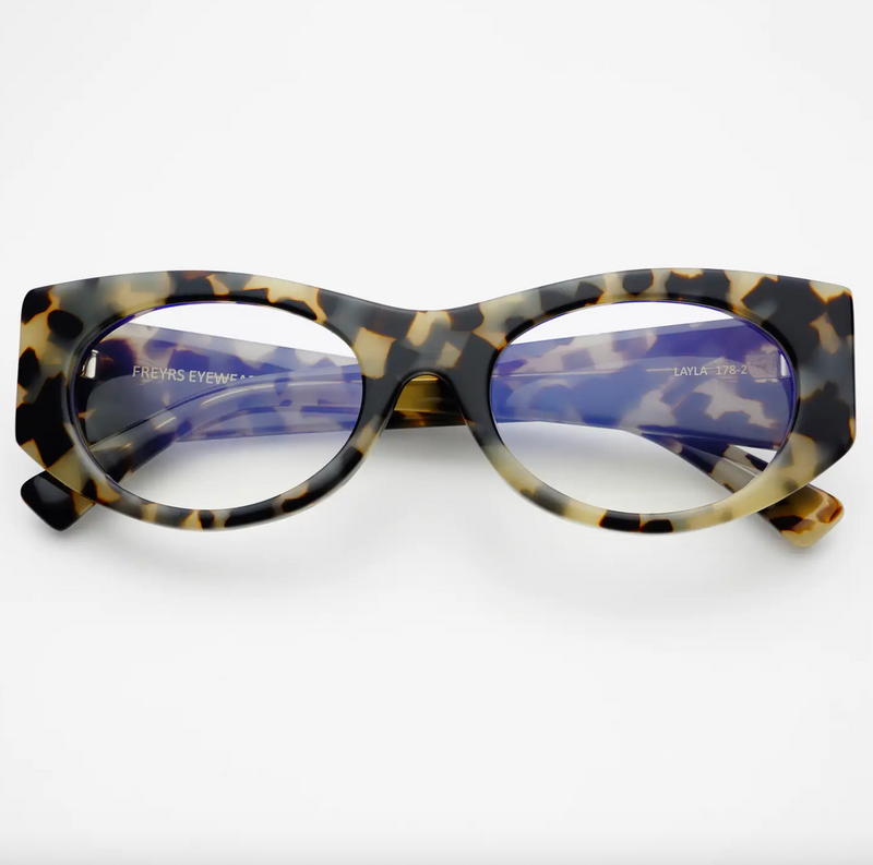 Layla Blue Light Reading Glasses in Gray Tortoise