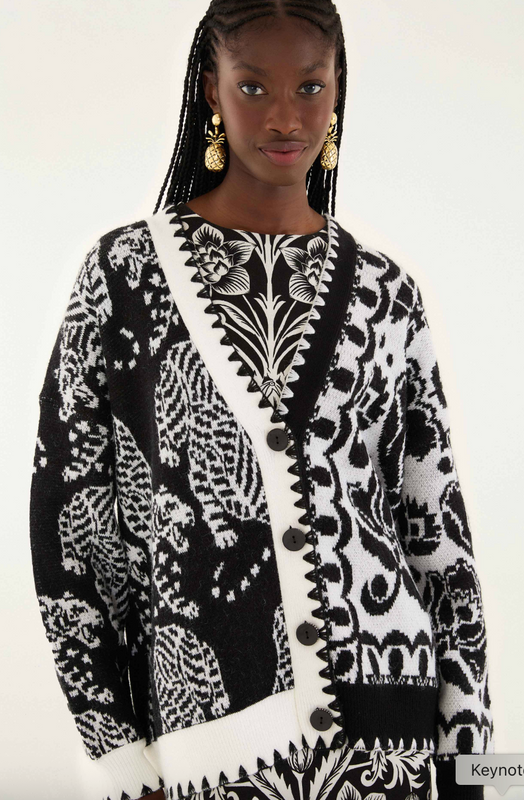 Striped Tigers Mixed Print Cardigan