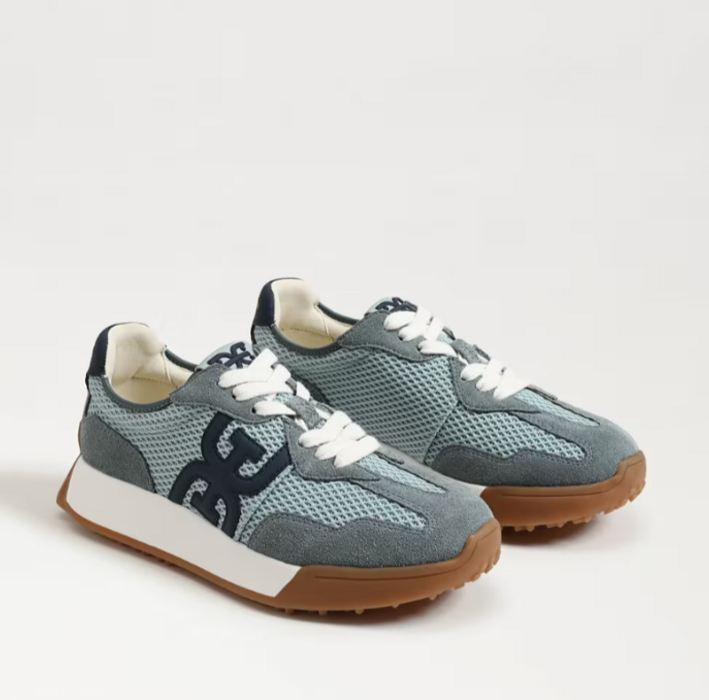 Langley Lace Up Sneaker in Blue/Multi Mesh/Suede