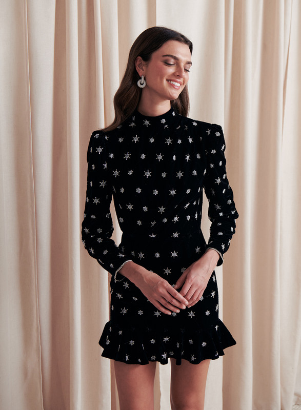 Merryn Beaded Embellished Velvet Mini Dress - Scout and Molly's