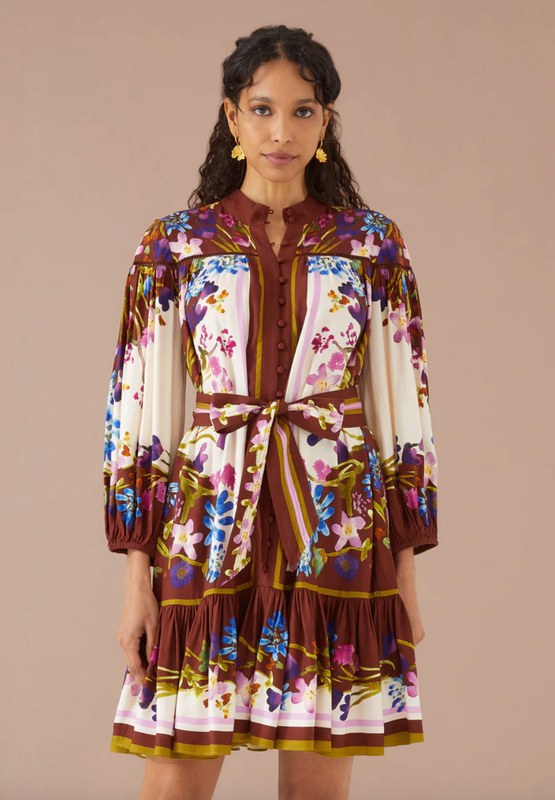 Lori-Anne Dress in Prairie Floral Cinnamon Ivory