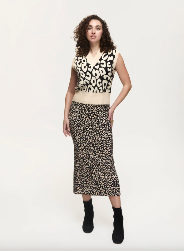 Cheetah Skirt in Black and Cream