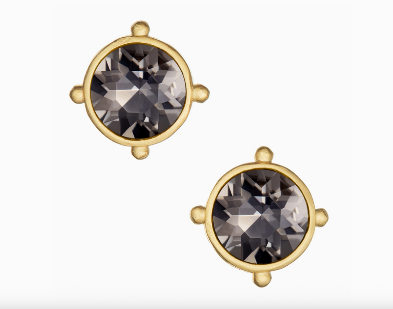 Slate Grey Crystal Round Studs