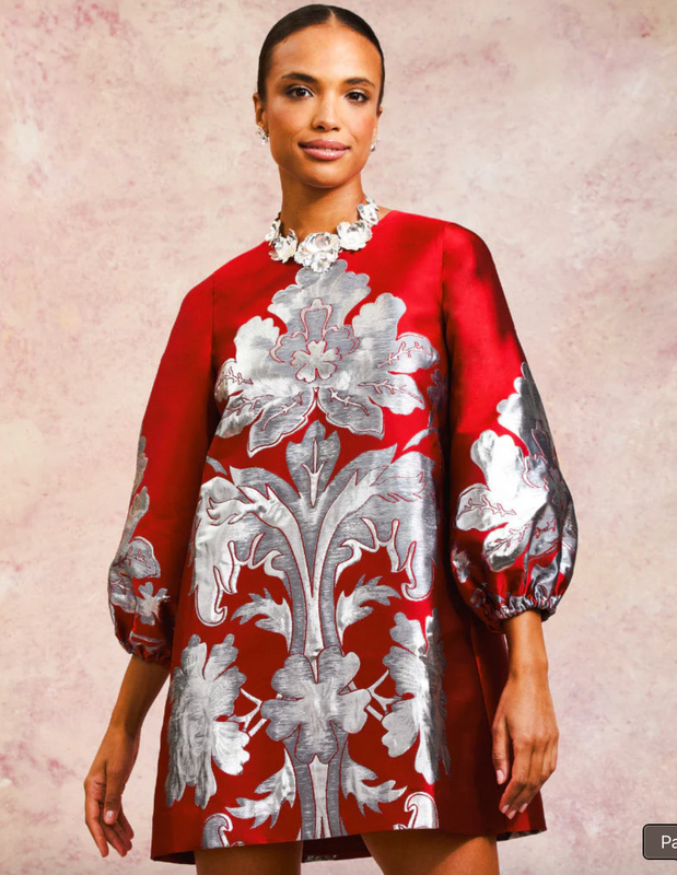 Rosanna Mini Dress in Burgundy Arbor