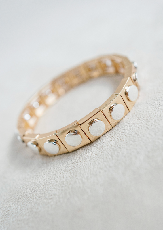 Gold with Silver Geometric Bracelet