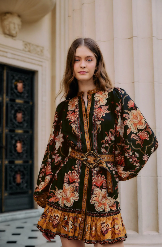 Majestic Garden Black Mini Dress