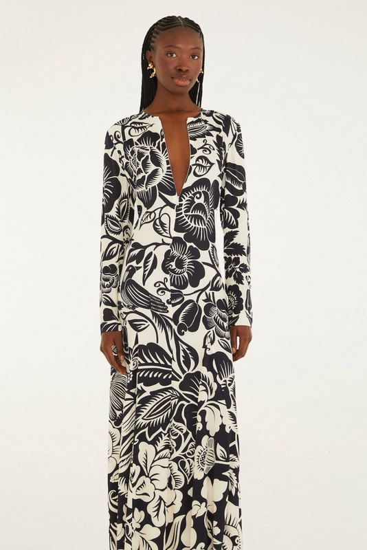 Cashews and Birds Winterwhite Maxi