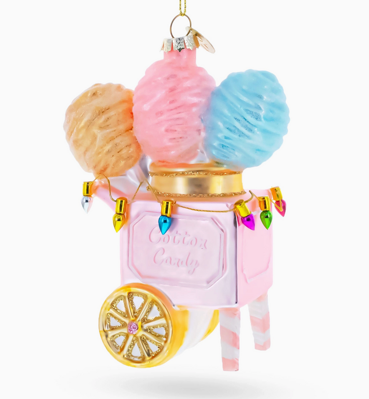Cotton Candy Cart Glass Ornament
