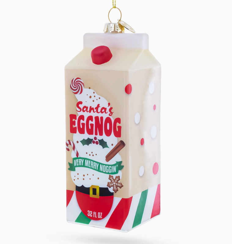 Holiday Eggnog Milk Carton Glass Ornament