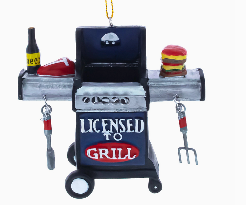 Licensed To Grill Bbq with Food Resin Christmas Ornament