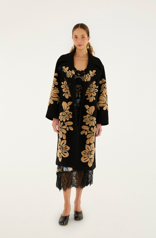 Bold Flowers in Black Fleece