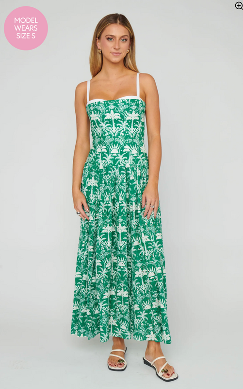 Hepburn Midi Dress in Tiki Palms
