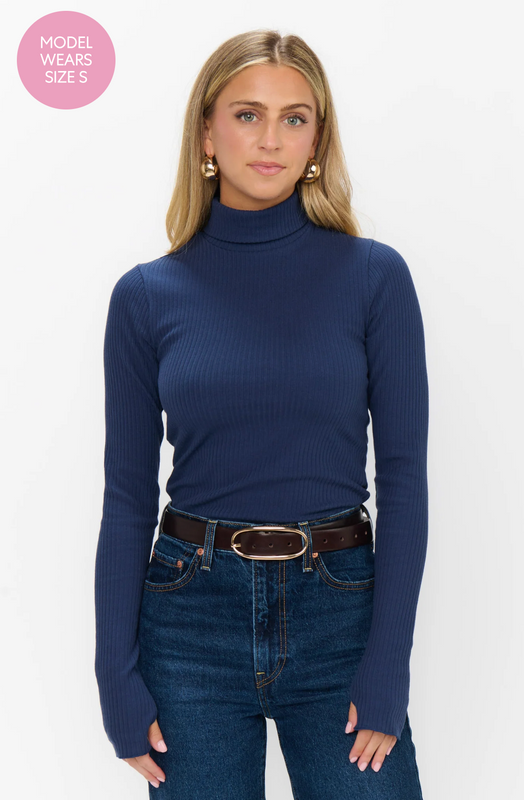 Layer Up Top in Navy Rib