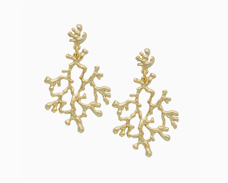 Gold Coral Branch Earrings