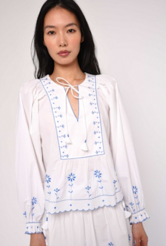 Junie Top in Margaret Embroidery