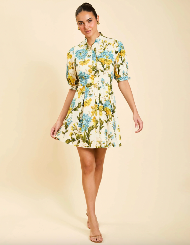 Brooklyn Mini Dress in Verdant Blooms