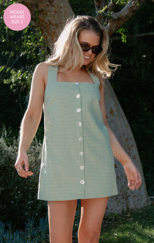 Everly Mini Dress in Field Green Gingham