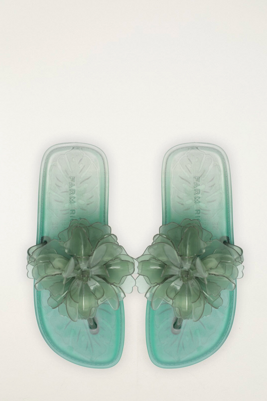 Flower Jelly Flat Sandal in Military and Sage Green