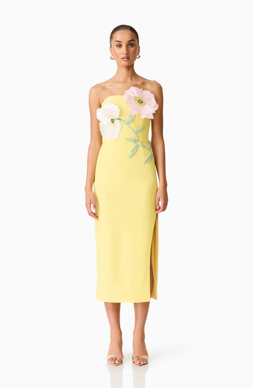 Hope Midi Dress in Yellow