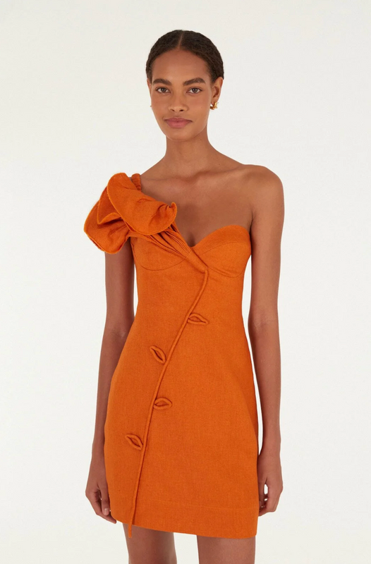 Orange Flower Mini Dress