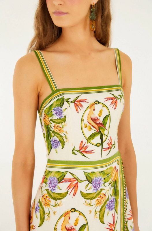 Tropical Scarf Sand Sleeveless Mini Dress