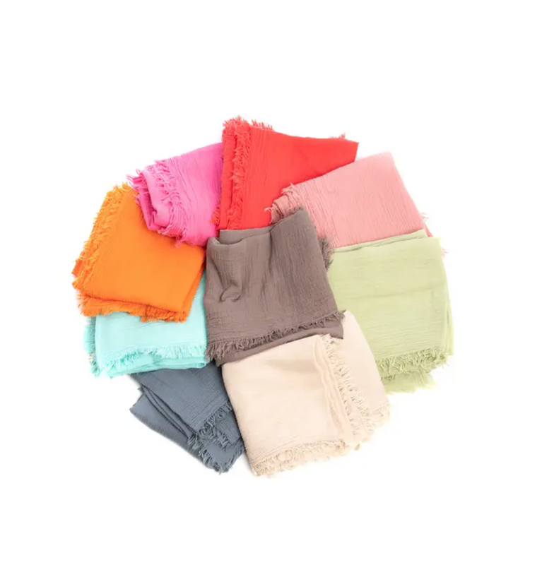 Smith Solid Cotton Fringed Scarf