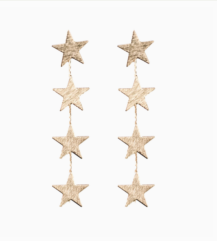 Gold Star Duster Drop Statement Earrings