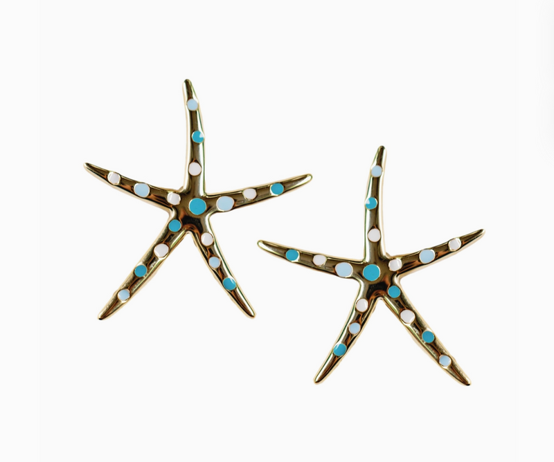 Gold Starfish Maxi Statement Stud Earrings